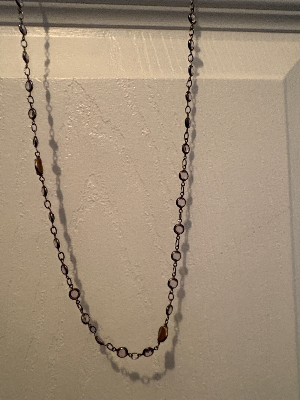 Anthropologie Long Delicate Beaded Chain Necklace in Bronze/Amethyst - Picture 2 of 4